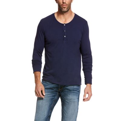 Ariat Long Sleeve - Henley DiepDonkerblauw Heren - 25240-871